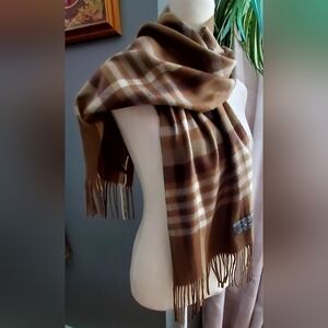 Geoffrey Beene Tan and Brown Striped Scarf